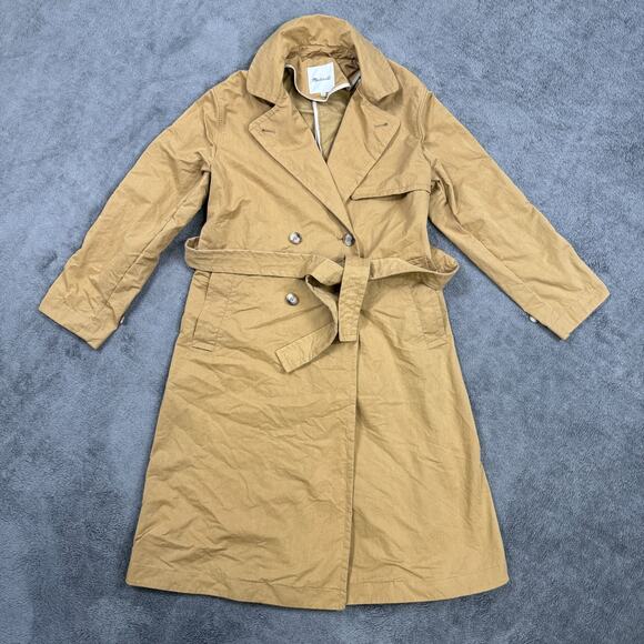 Madewell Jackets & Blazers - Madewell Trench Coat S Tan Long Sleeve Double Breasted Belted Canvas Rain Flap